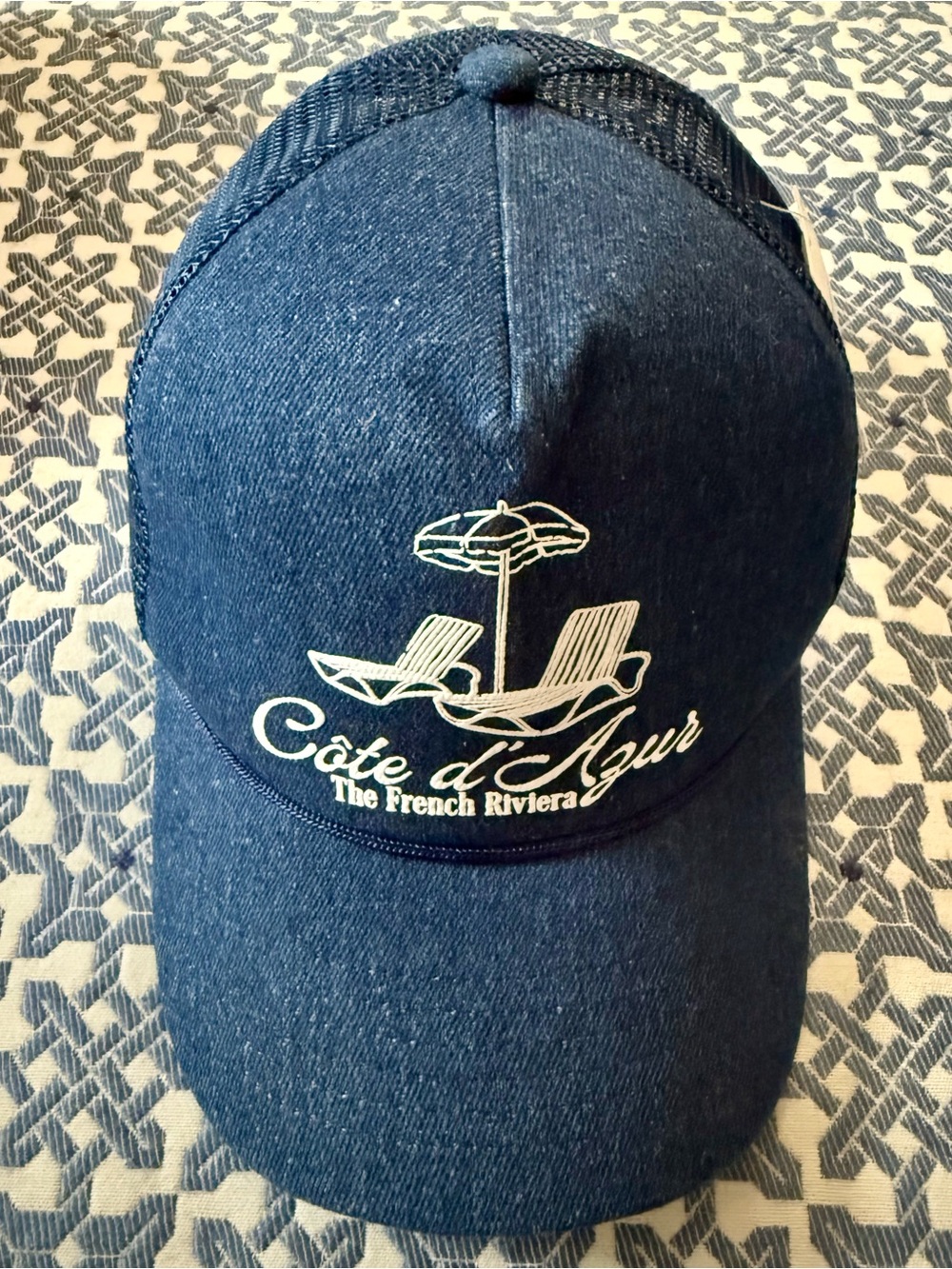 Anthropologie Coney Island Picnic Getaway Navy French Riviera Trucker Hat